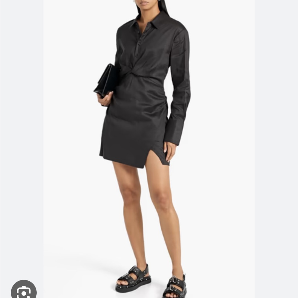 FRAME long sleeve twist dress black